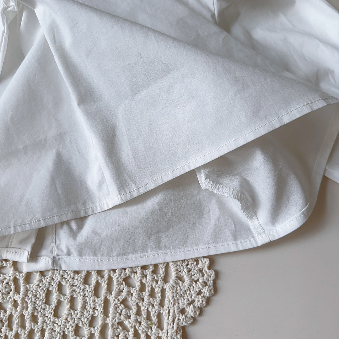 【90-140】肩フリルブラウス×ベスト×プリーツスカートセット