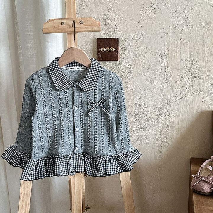 【80-150】リボン＆レイヤード風長袖トップス