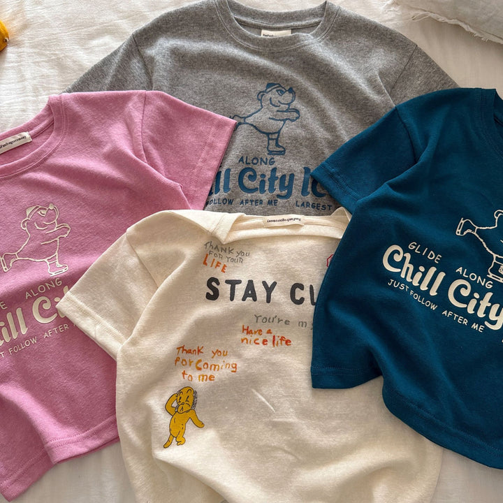 【90-140】ロゴ＆bear Tシャツ