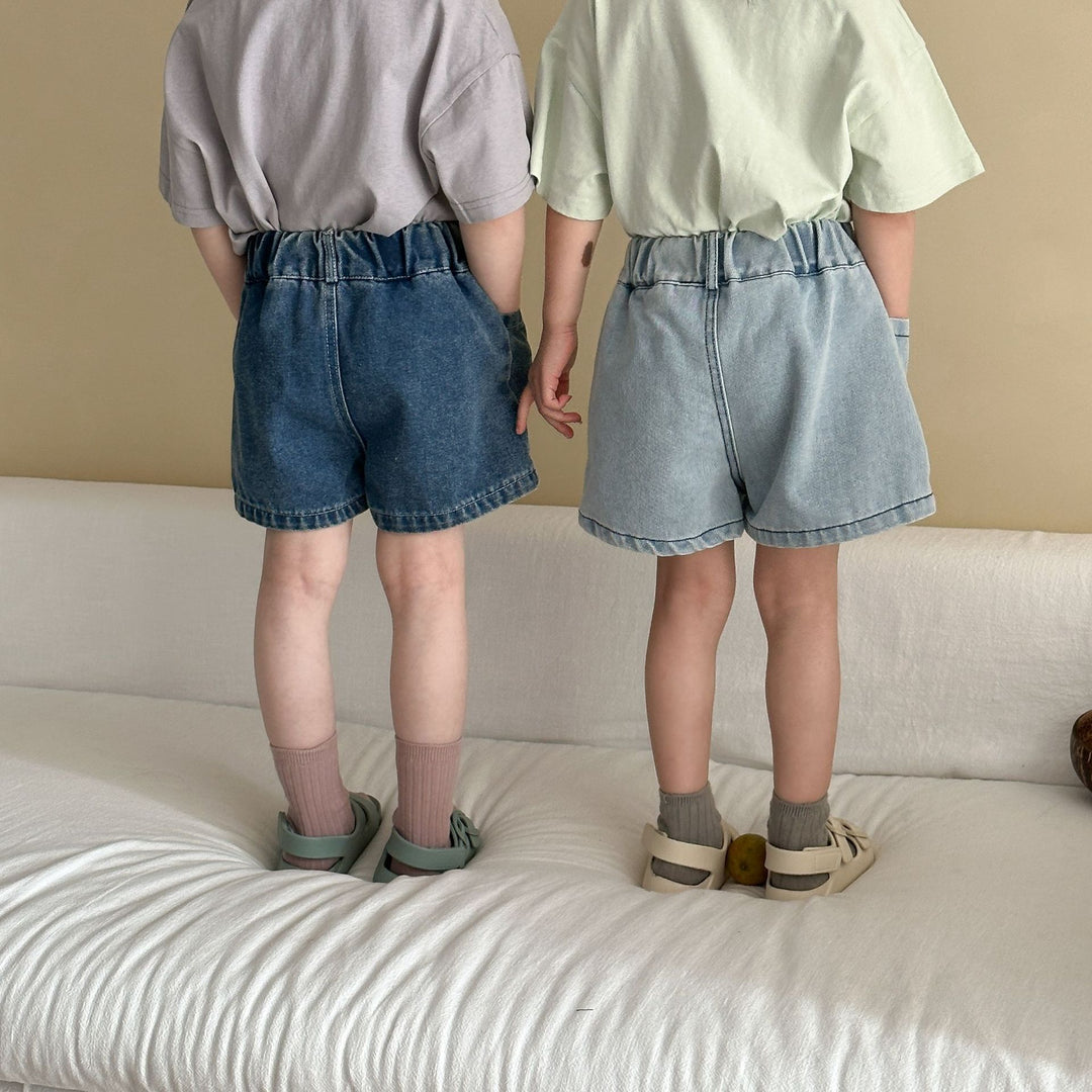 【80-150】ビッグポケットデニムショートパンツ
