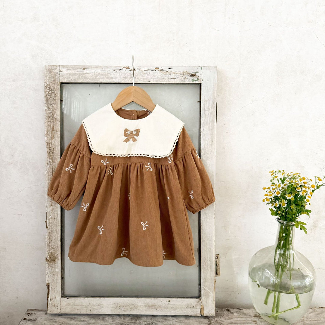 【73-120】リボンデザイン長袖ワンピース