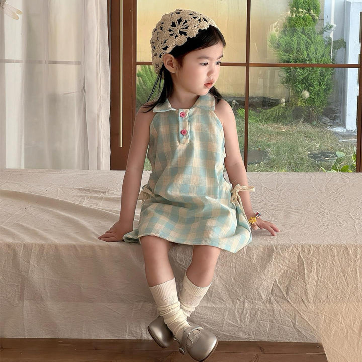 【90-140】ウエストカットノースリーブワンピース