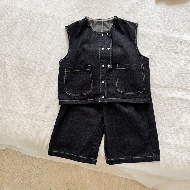 【80-150】シンプルワイドデニムパンツ