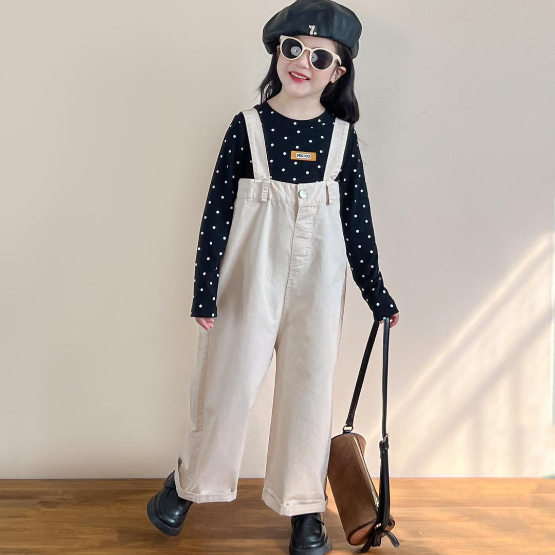 【90-140】ドット柄長袖トップス