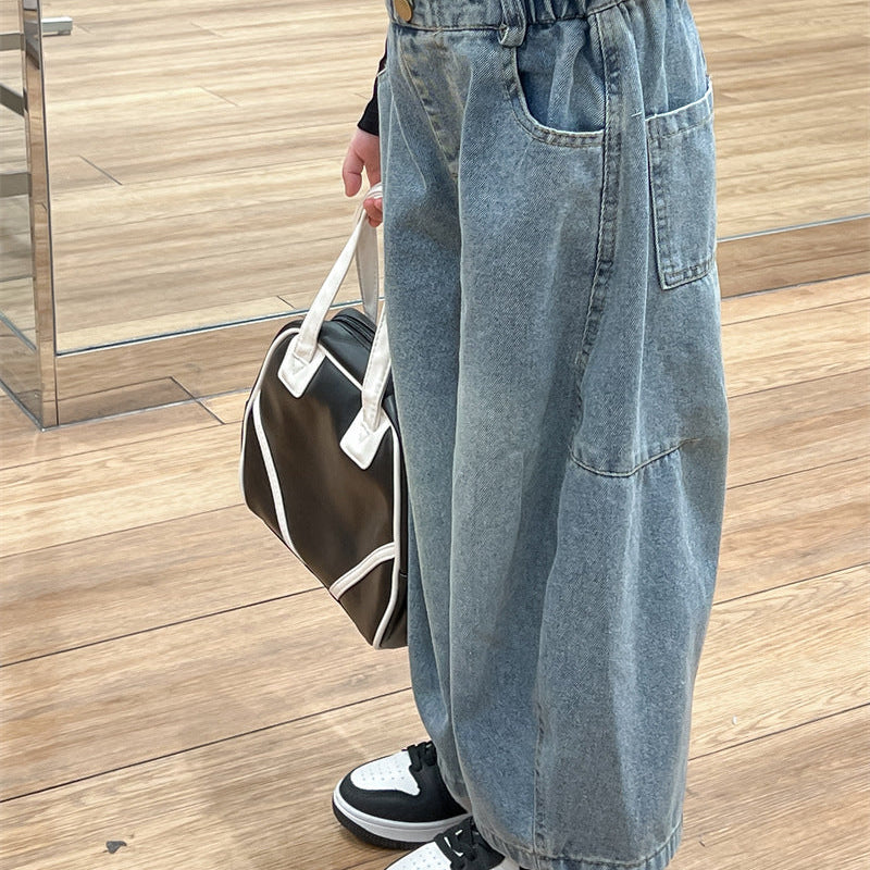 【90-140】ワイドデニムパンツ