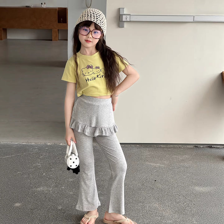 【100-150】フリルレイヤード風フレアパンツ