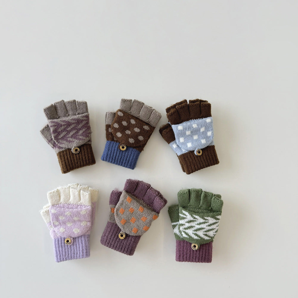 【3Y-8Y】パターンプリント指出しニットグローブ