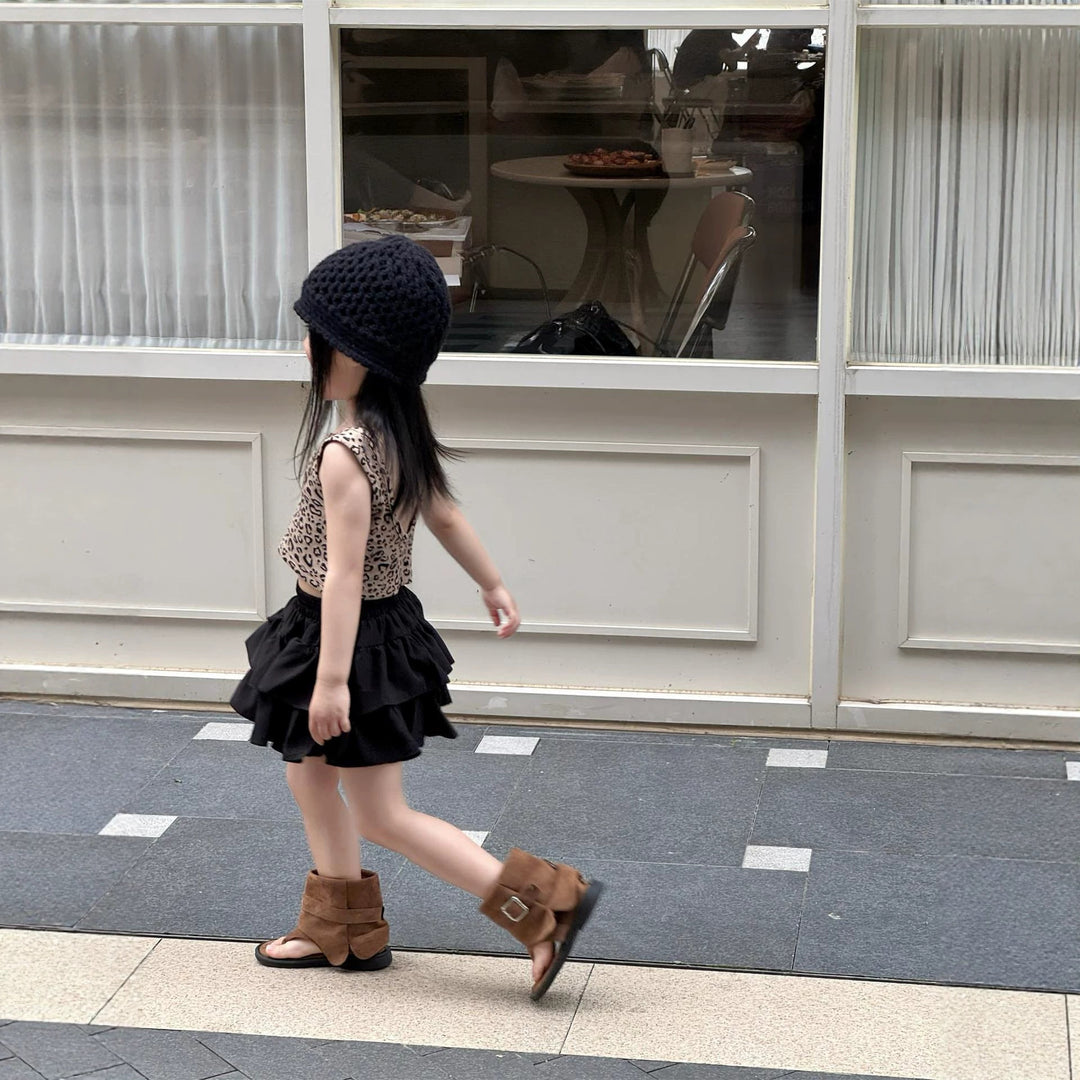【90-140】レオパード柄ショート丈トップス