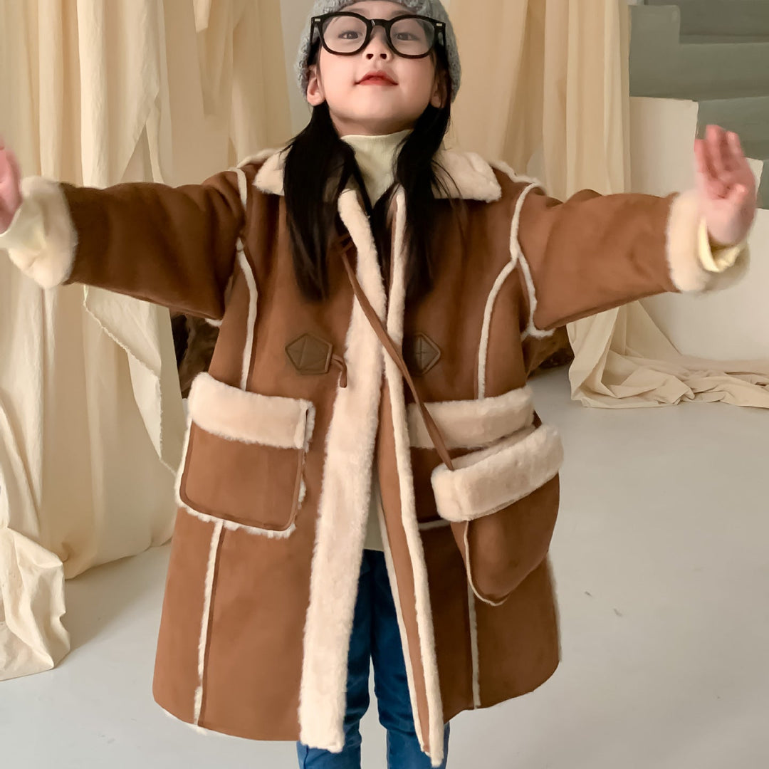 【90-150】フェイクムートンロングコート