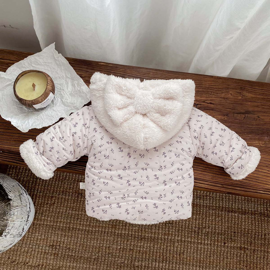 【73-100】リボンフード付きあったかジャケット