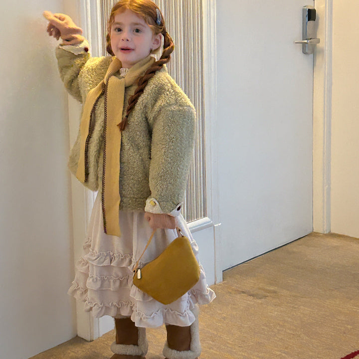 【90-140】ボタンデザインボアショートコート