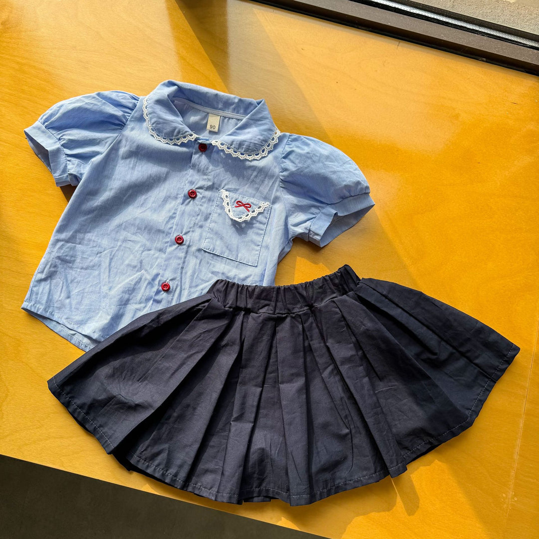 【80-150】パフスリーブシャツ×スカートセット