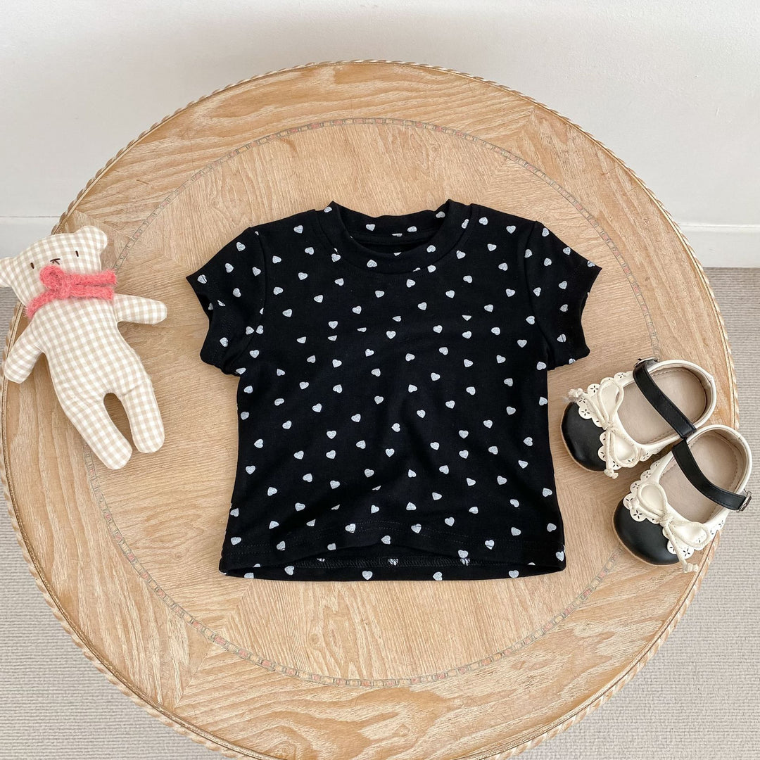 【73-130】ハート柄ベーシックTシャツ