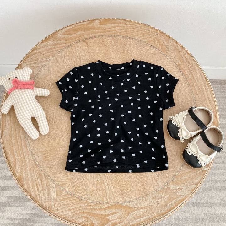 【73-130】ハート柄ベーシックTシャツ