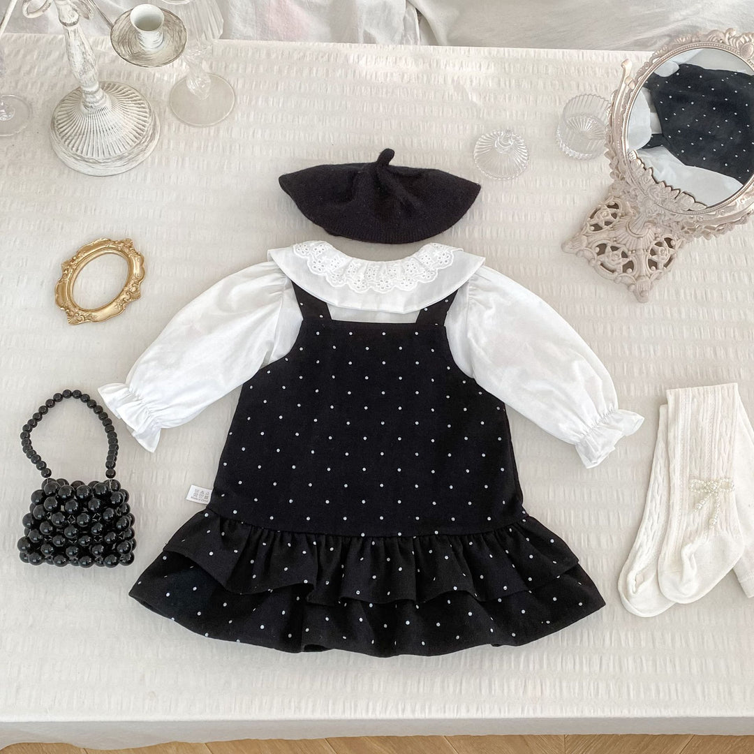 【73-120】ドット柄サロペットスカート