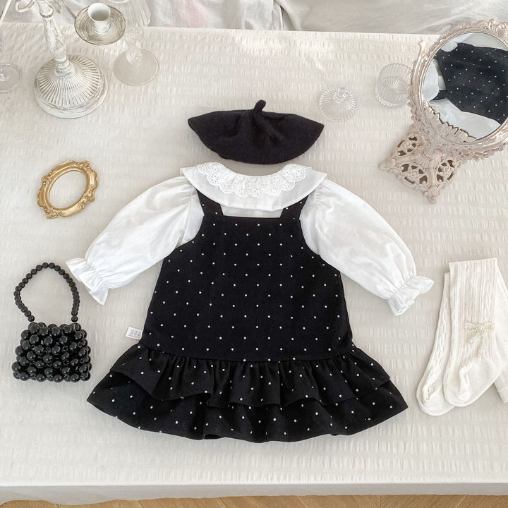 【73-120】ドット柄サロペットスカート