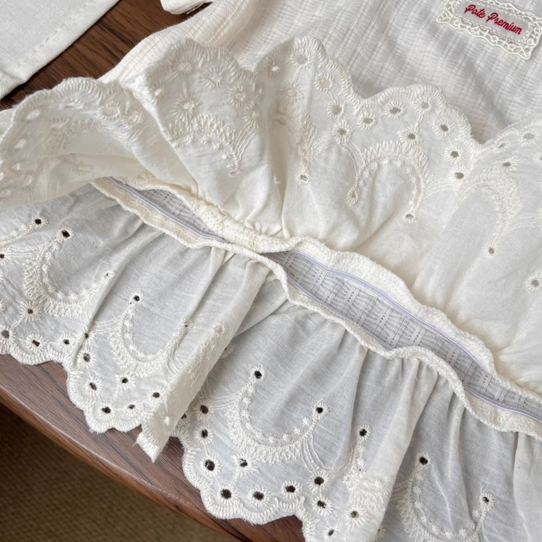 【90-140】レーヤード風レースヘムTシャツ