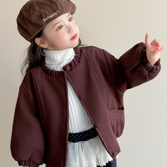 【90-140】ノーカラーギャザーブルゾン