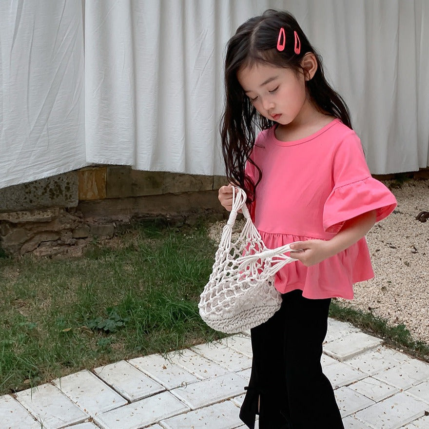 90-140】ラッフルスリーブペプラムトップス｜ELMO-こども服エルモ