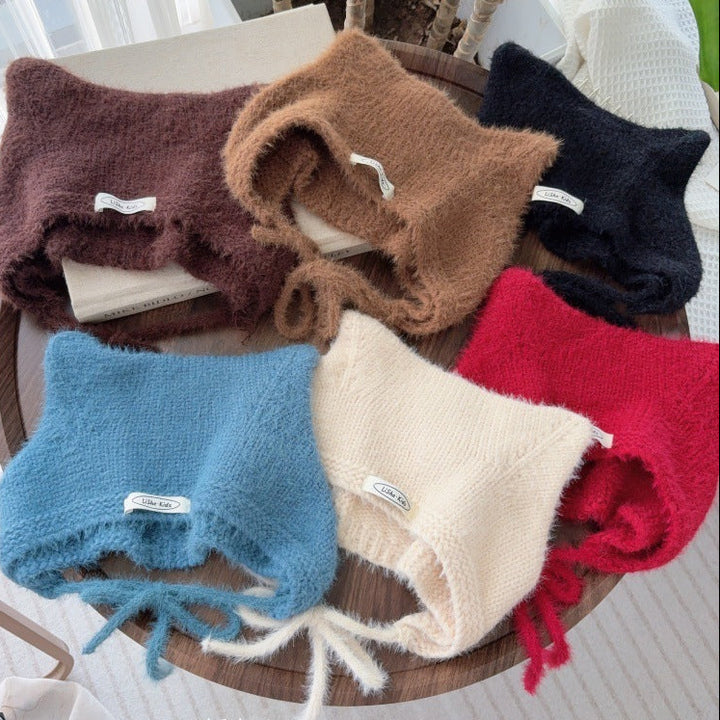 【48-52cm】あご紐付きねこ耳ニット帽