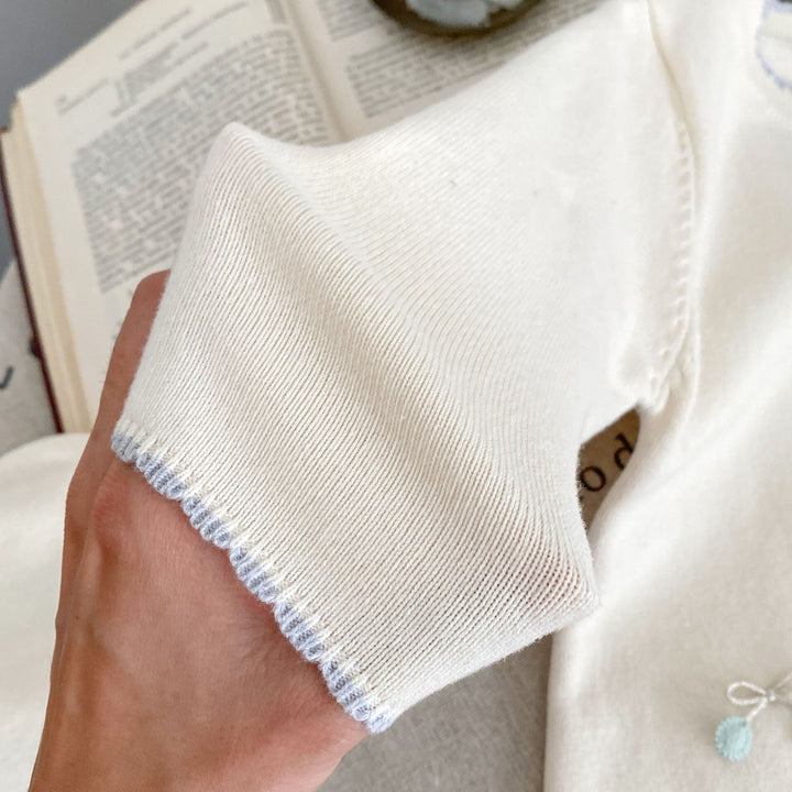 【73-90】リボンモチーフ長袖ロンパース