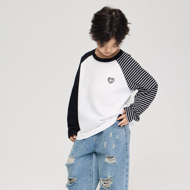 【100-150】アシンメトリーロングTシャツ