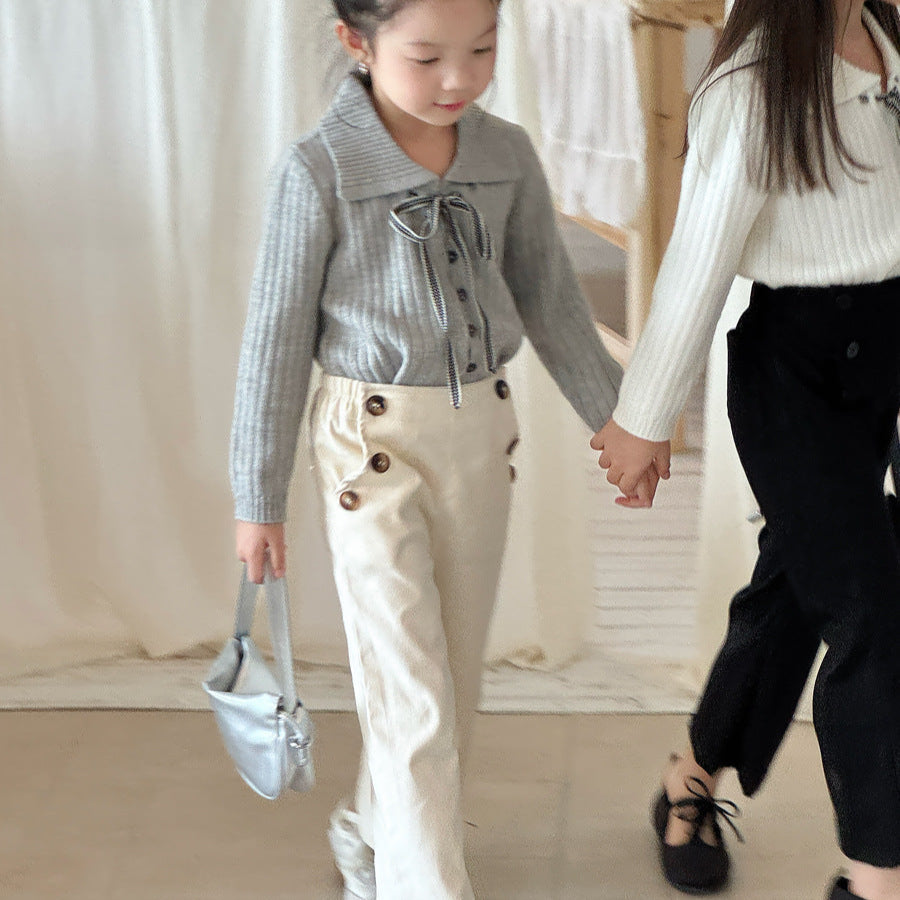 【90-150】サイドボタンワイドパンツ