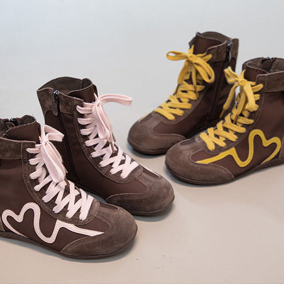 【16.0-22.0】ラインデザインレースアップブーツ