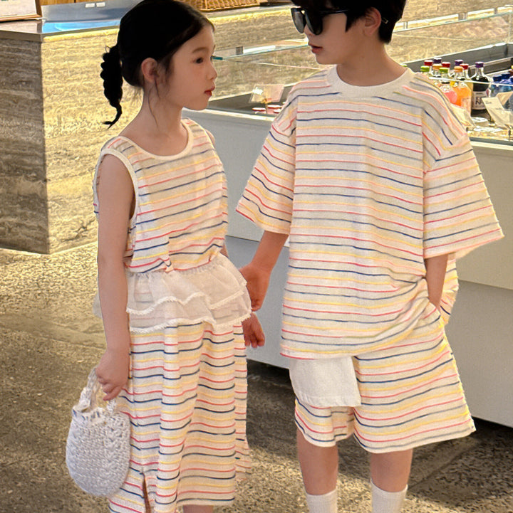 【90-150】マルチボーダーノースリワンピース