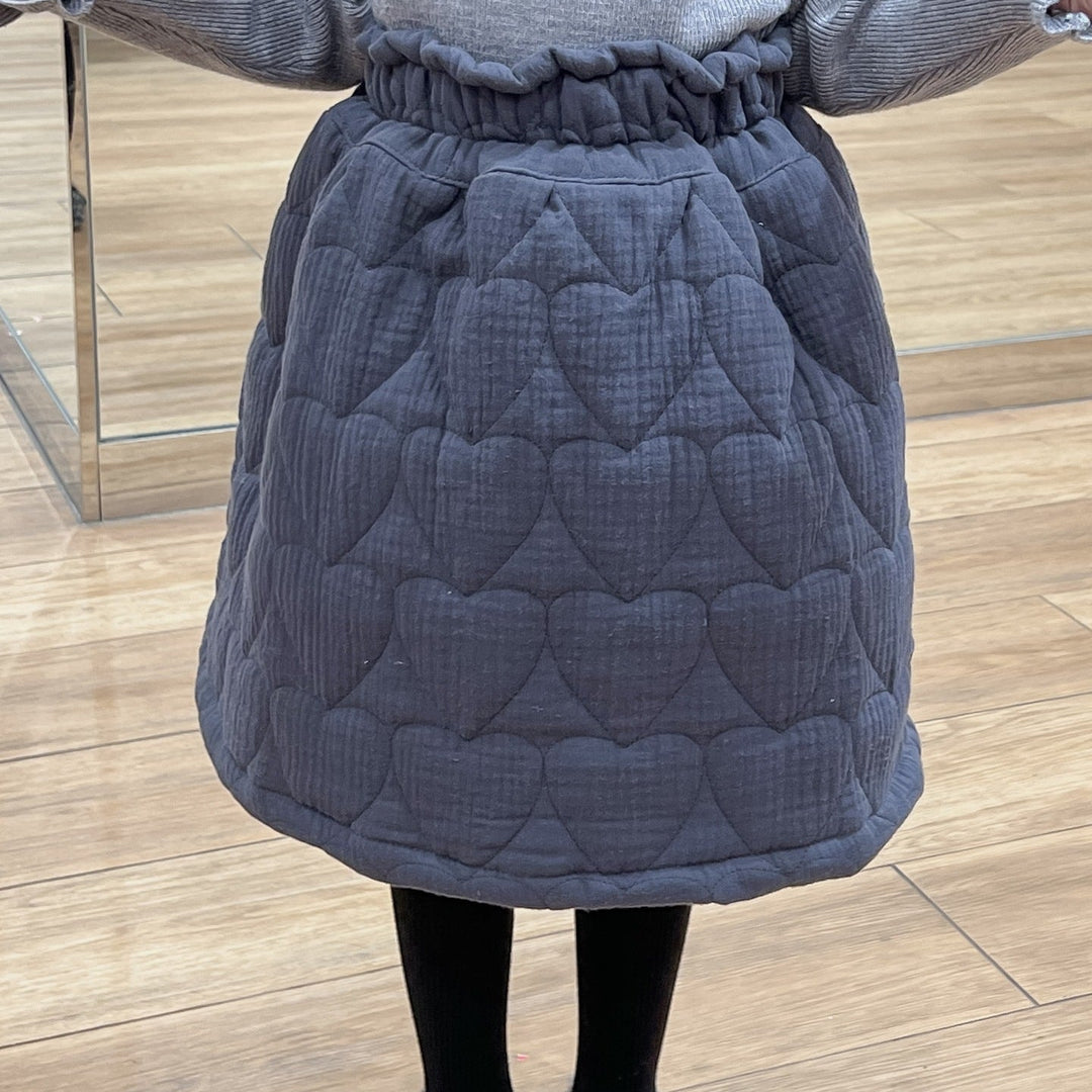 【90-140】ハート柄キルティングスカート