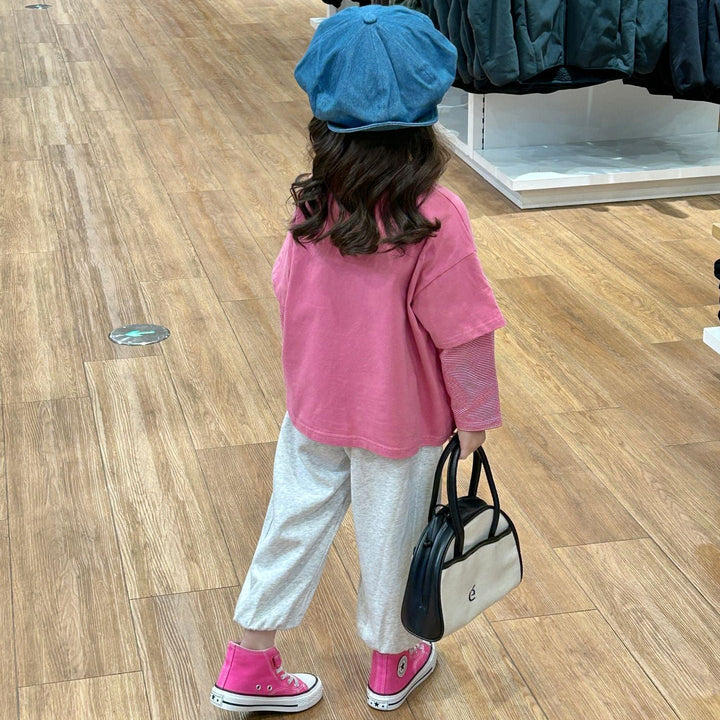 【90-140】フロントロゴレイヤード風トップス