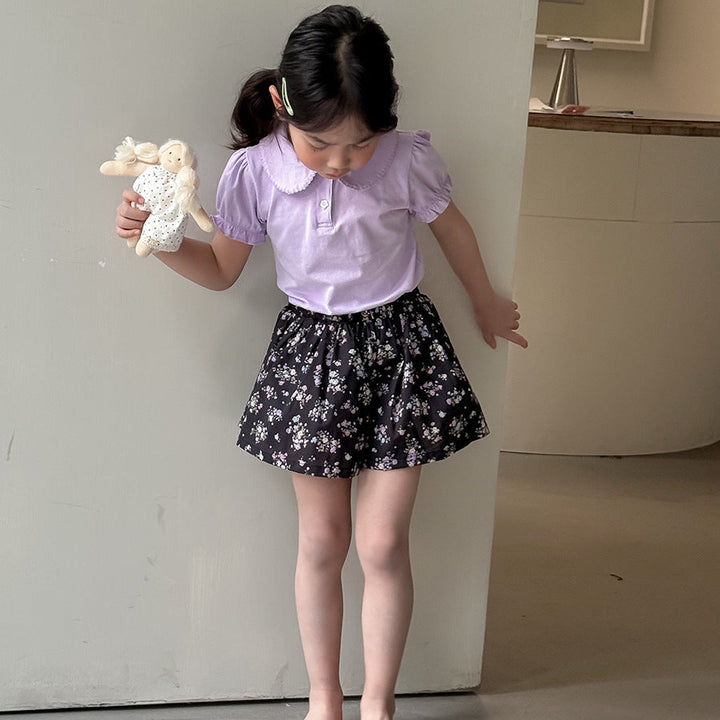 【90-140】フラワーデザインショートパンツ