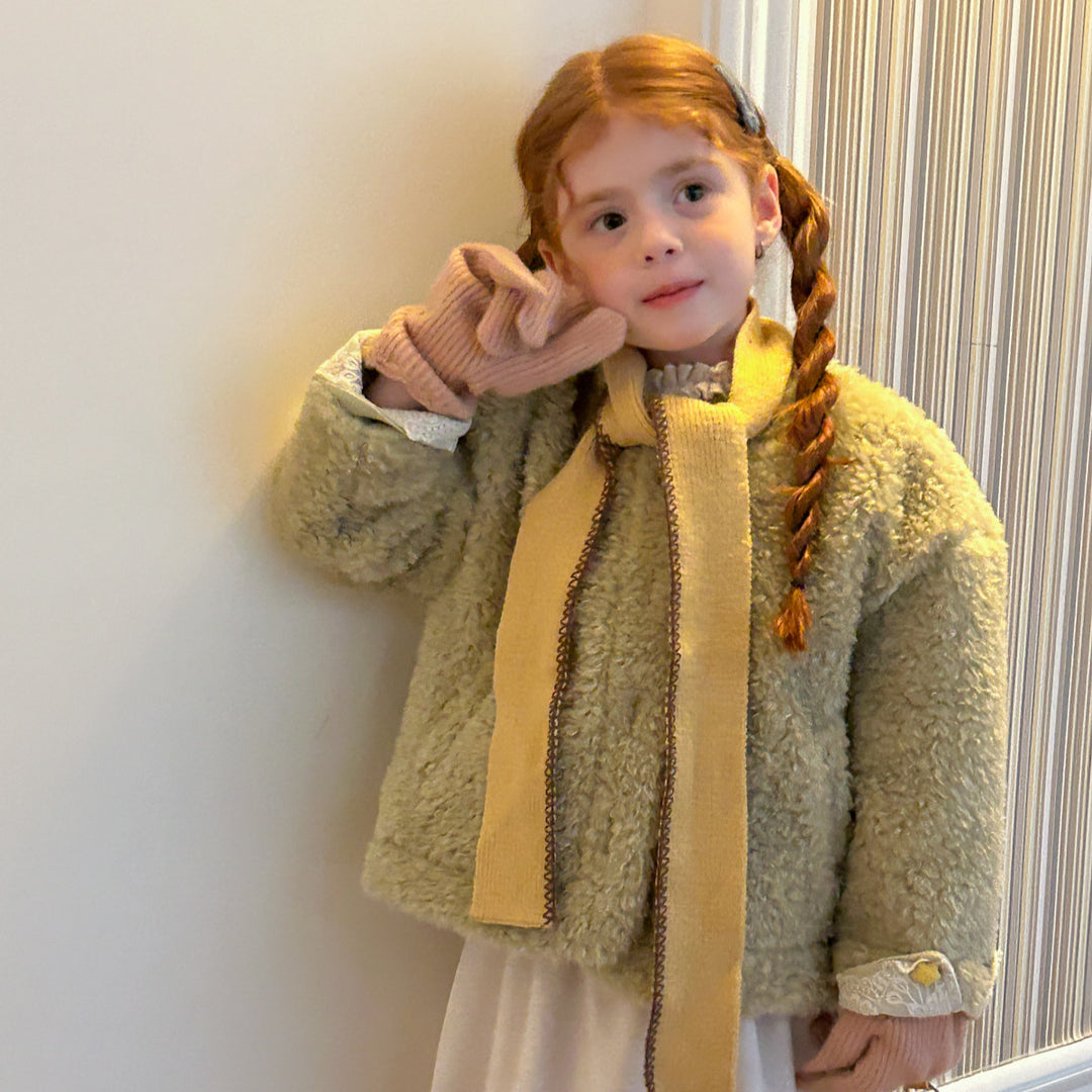 【90-140】ボタンデザインボアショートコート