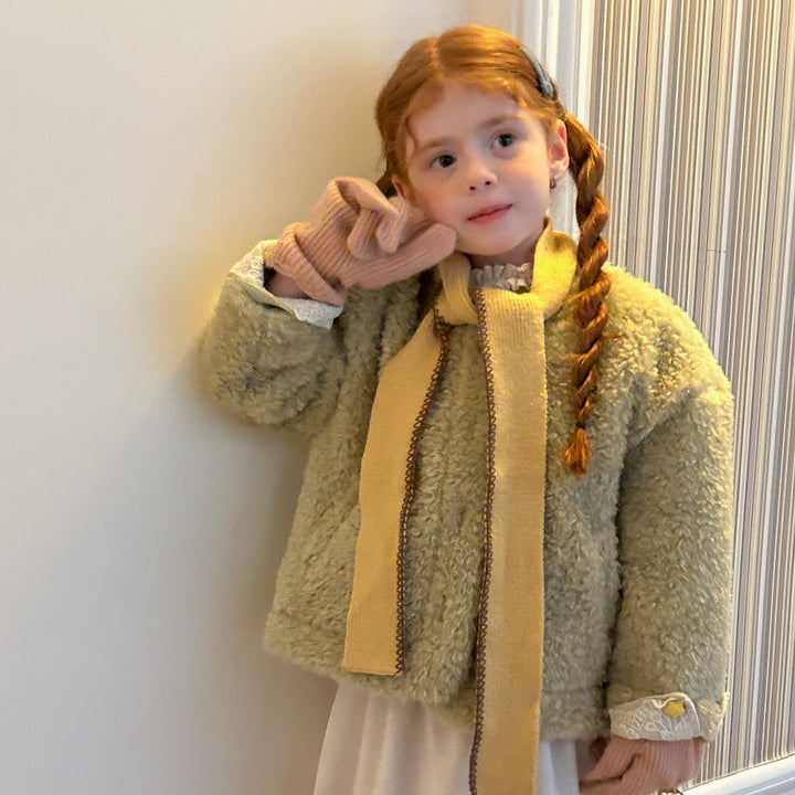 【90-140】ボタンデザインボアショートコート