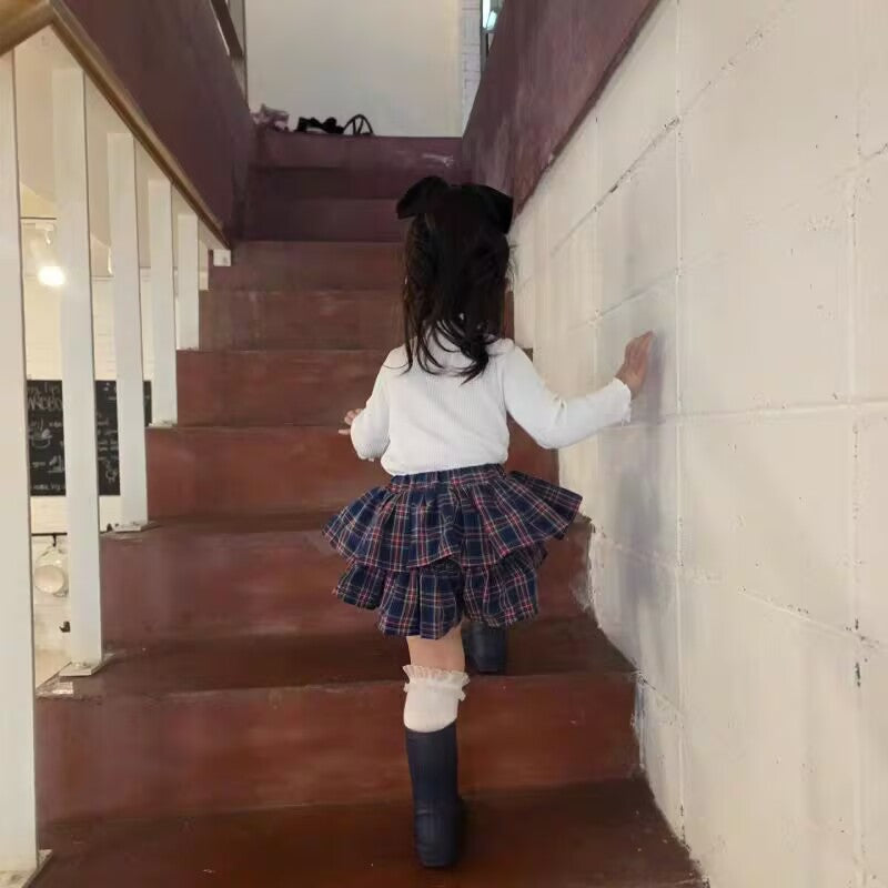 【73-110】チェック柄ティアードミニスカート