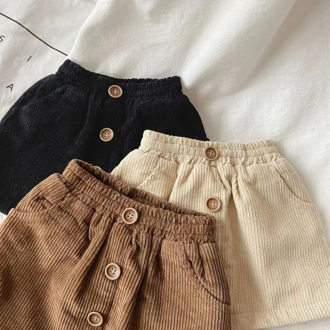 【90-140】フロントボタンコーデュロイスカート