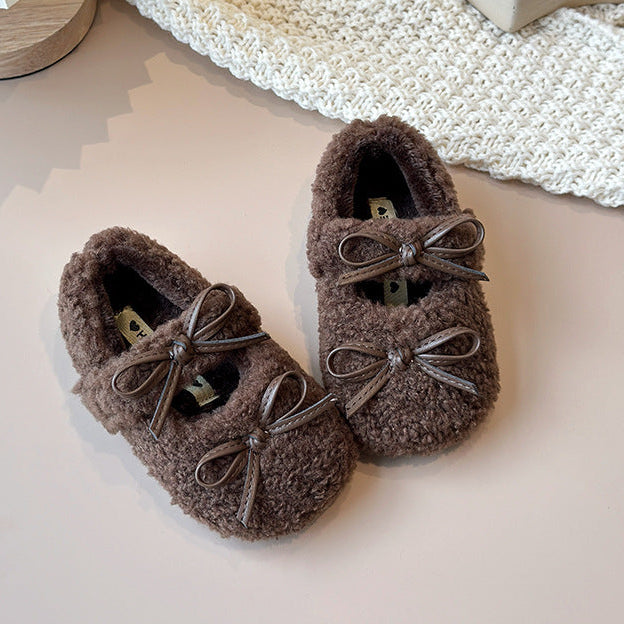 【13.5-21.0】リボンモチーフボアシューズ