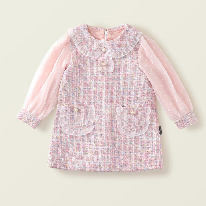 【90-140】レイヤード風長袖ワンピース