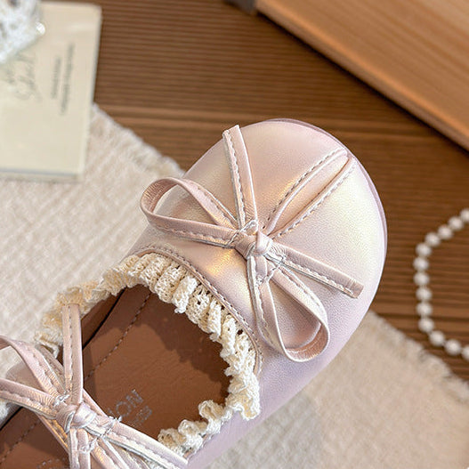 【14.5-21.5】リボン＆フリルデザインバレエシューズ