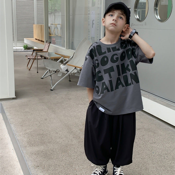 【120-150】英字デザインTシャツ