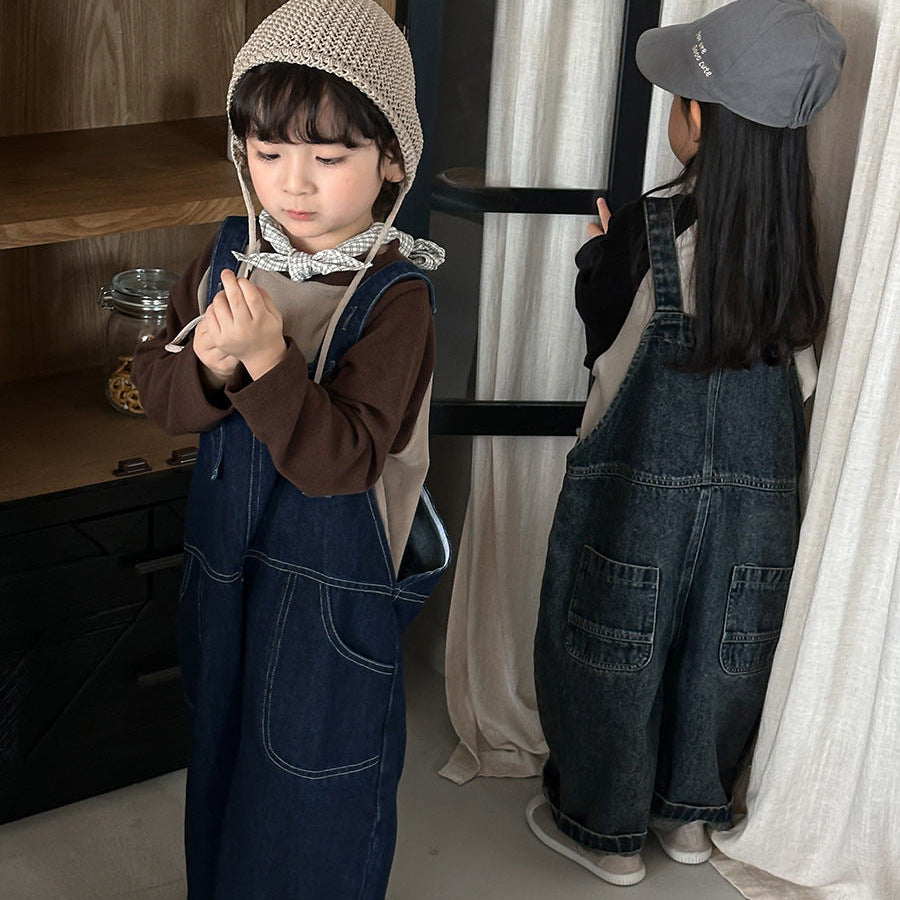 【80-140】ワイドデニムサロペット
