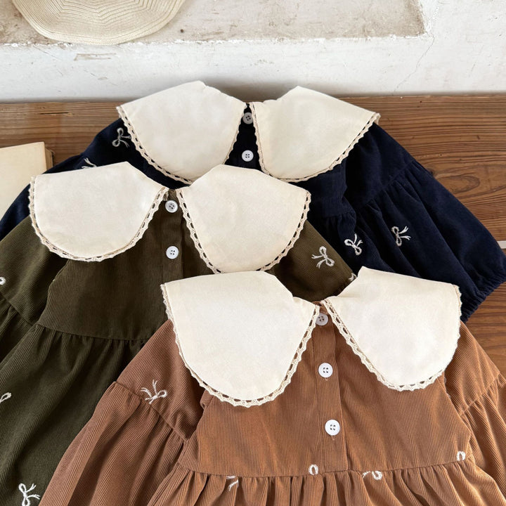 【73-120】リボンデザイン長袖ワンピース