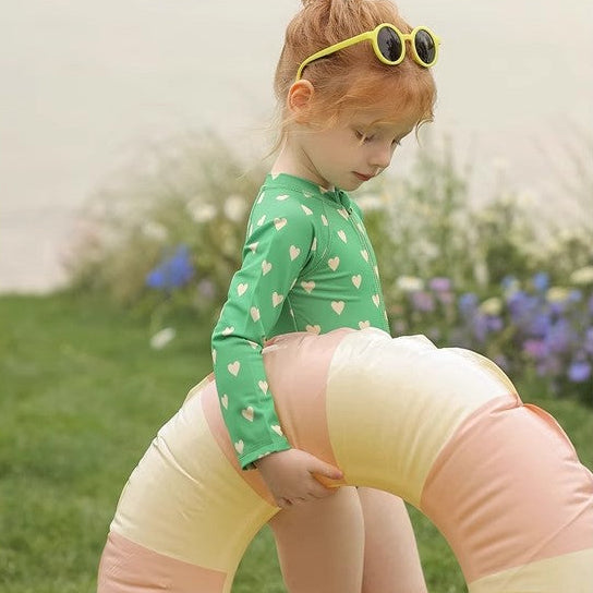 【90-150】フロントジップ総柄スイムウェア