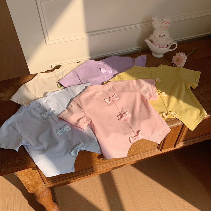 【90-140】バックカット＆リボンTシャツ