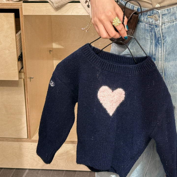 【80-130】フロントハートニットトップス