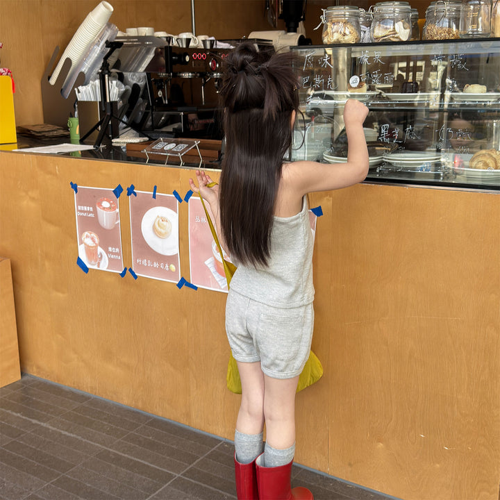 【80-130】フロントプリントキャミ×ショートパンツセット