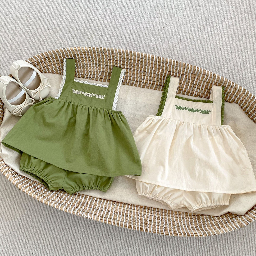 【73-100】刺繍デザイントップス×ブルマセット