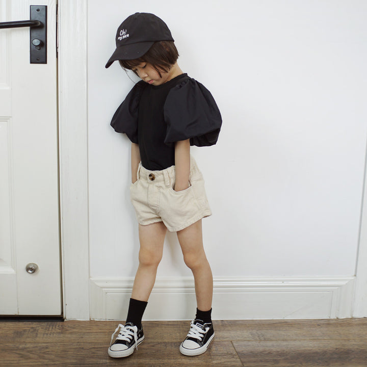 【90-140】パフスリーブ半袖Tシャツ