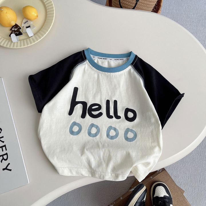 【80-120】helloラグランスリーブTシャツ