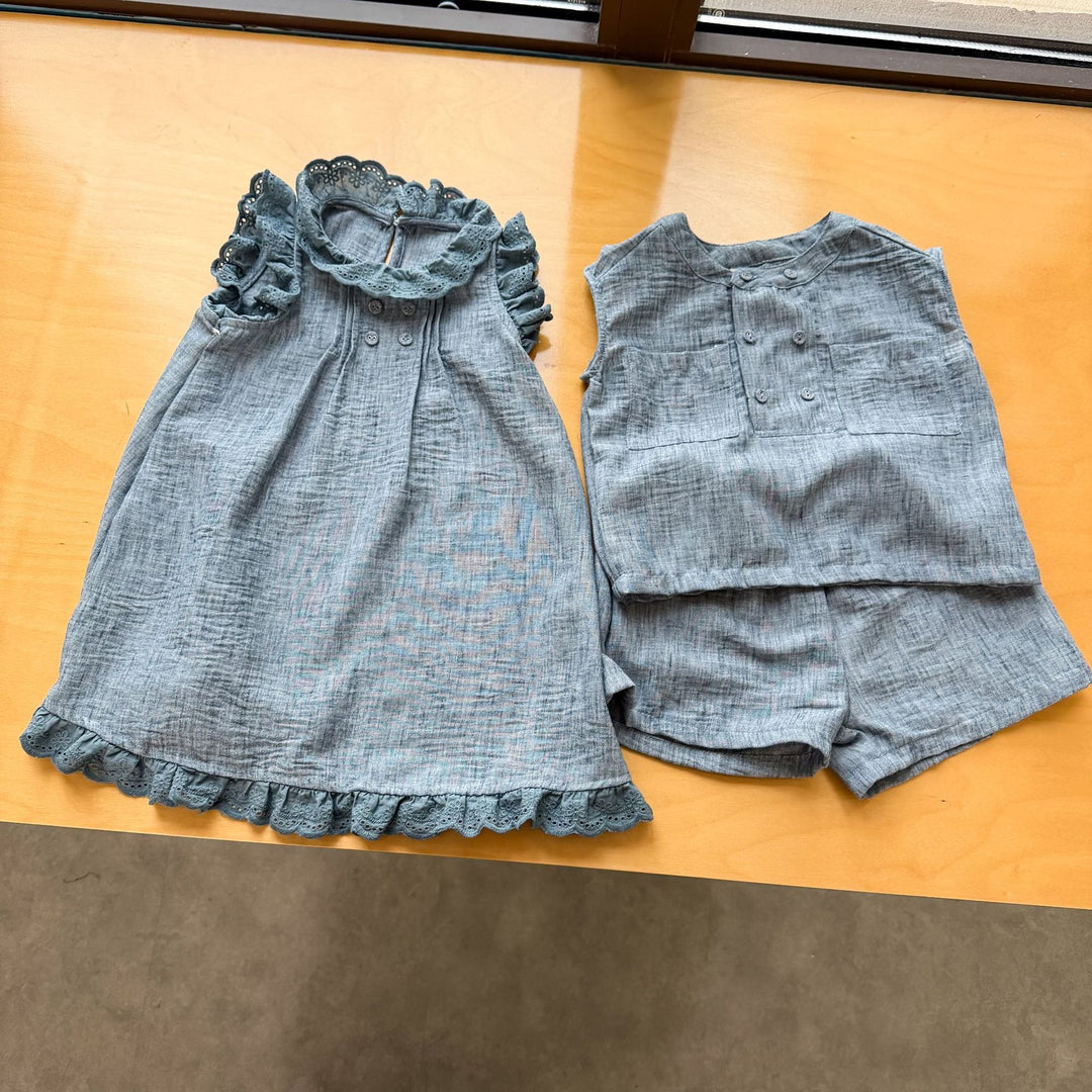 【80-150】ノースリーブプルオーバー×ハーフパンツセット